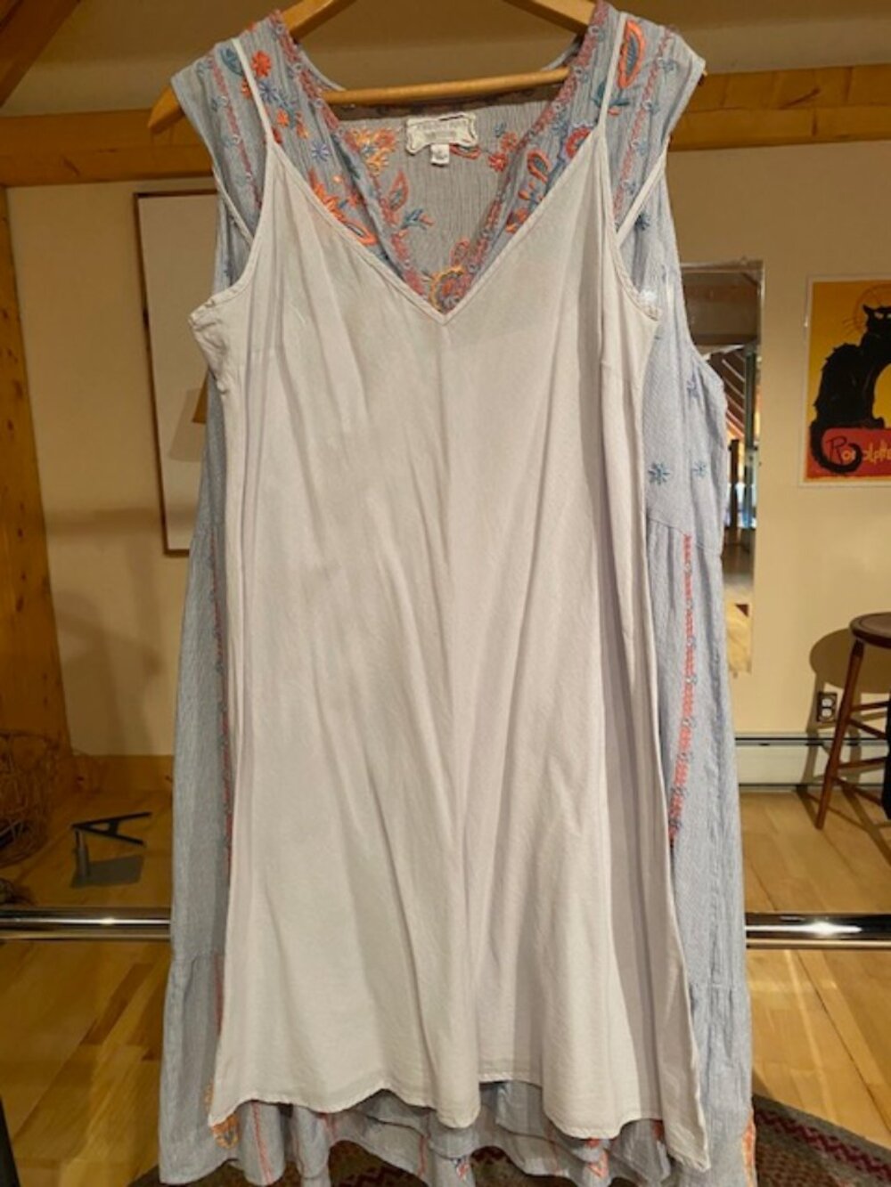 Johnny Was Workshop SZ L Sleeveless Womens Embroidered Boho Tank Dress with slip - Picture 8 of 12